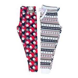 Joyspun Women's Hacci Knit Sleep Joggers / Terra & Sky Holiday Leggings XL 16/18